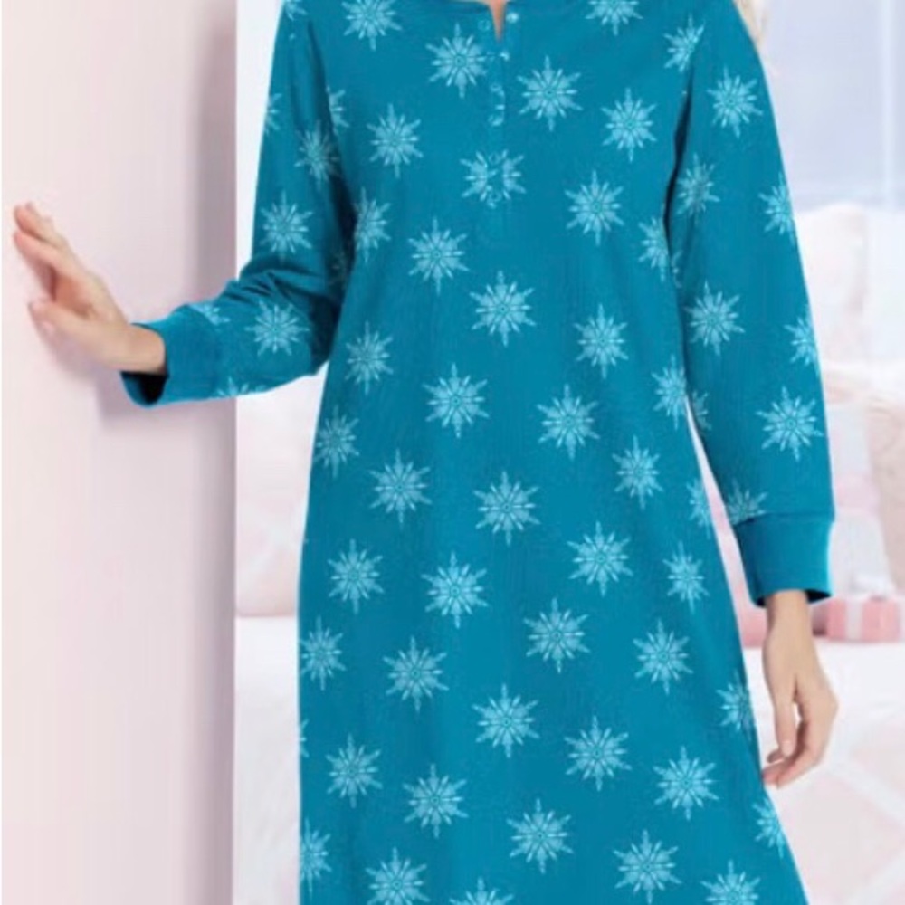 Woman Within Blue Snowflake Nightgown - Picture 2 of 2